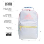 adidas Santiago Tas Makan Siang Kotak Kontainer Makanan Sekolah Berinsulasi Kain Twill Putih/Biru Langit/Pink 3.0 Ukuran Satu